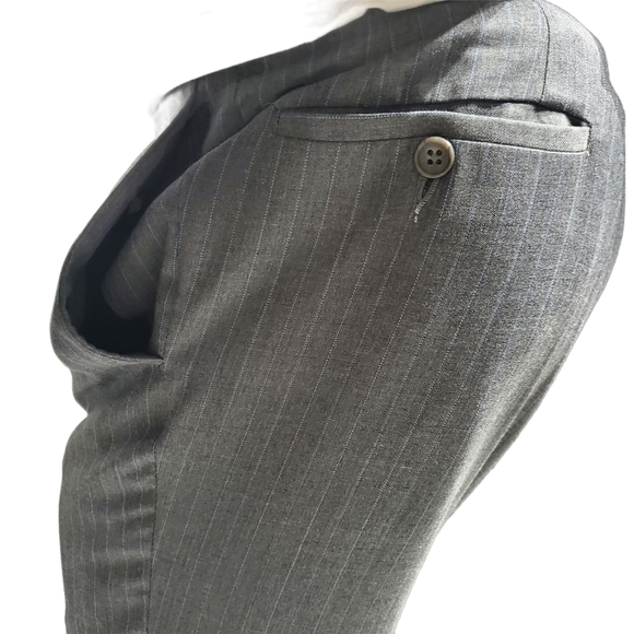 Tessuto Italiano Wool Suit 40 Reg x 36 Grey Baby Blue Chalkstripe - Picture 6 of 9